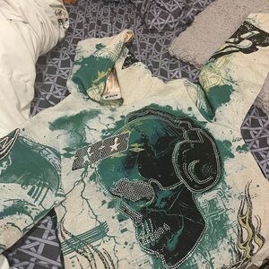 All Saints Green and Black Graphic Hoodie